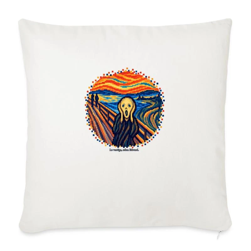 Le Cri en pixel art - Edvard Munch sur Housse de coussin décorative 45 x 45 cm · blanc nature