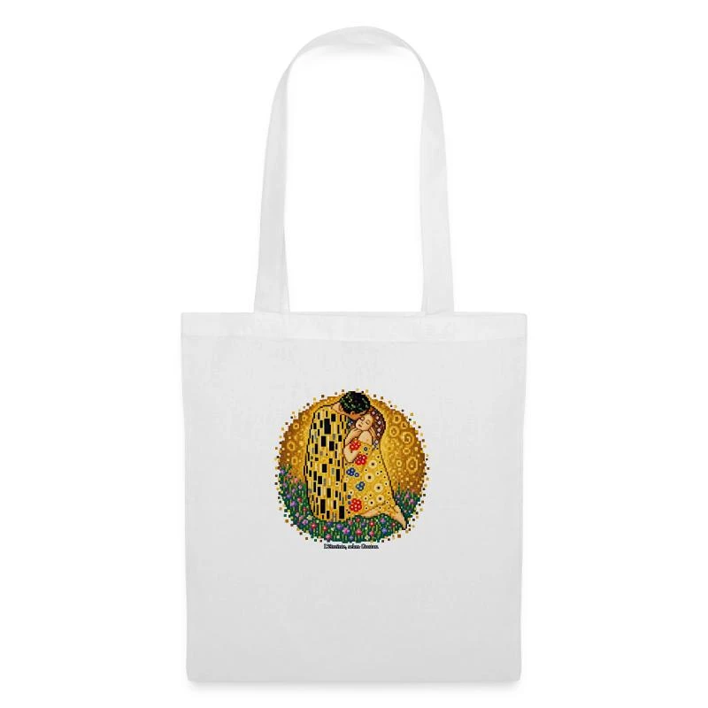 Le Baiser en pixel art - Gustav Klimt sur Sac en tissu · blanc
