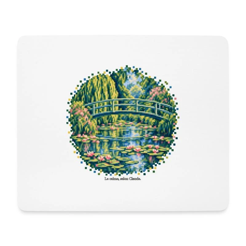 Le Bassin aux nymphéas en pixel art - Monet sur Tapis de souris (format paysage) · blanc