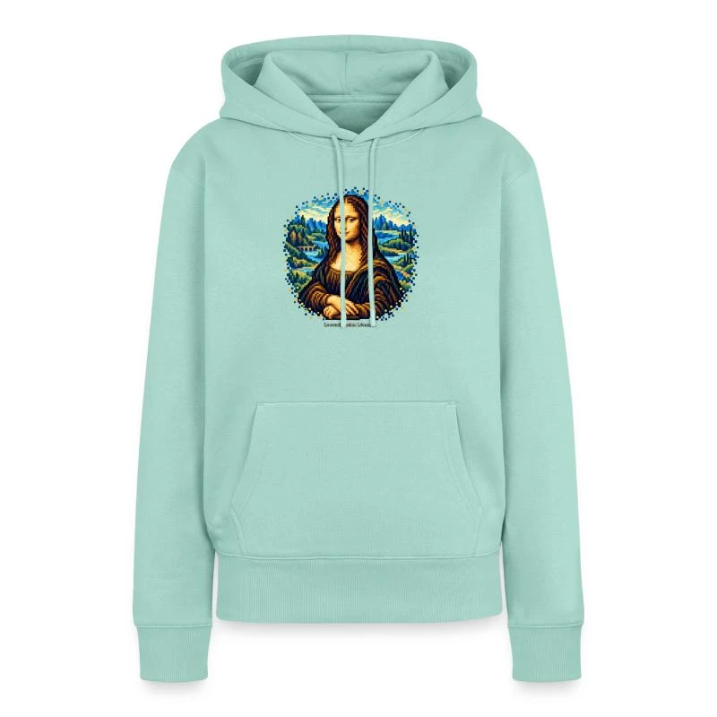 La Joconde en pixel art sur Sweat à capuche Premium bio Femme · menthe