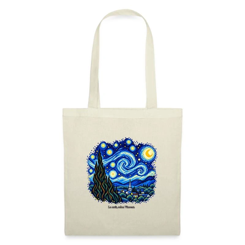 La Nuit étoilée en pixel art sur Sac en tissu · nature
