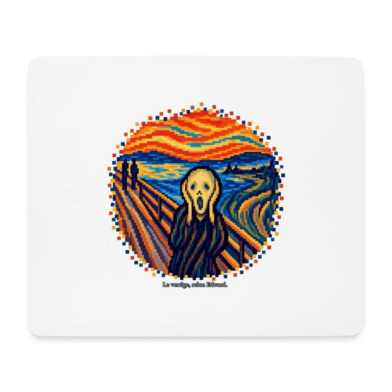Le Cri en pixel art - Edvard Munch sur Tapis de souris (format paysage) · blanc
