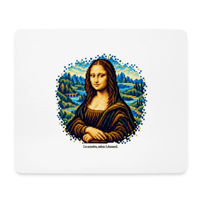 La Joconde en pixel art sur Tapis de souris (format paysage) · blanc