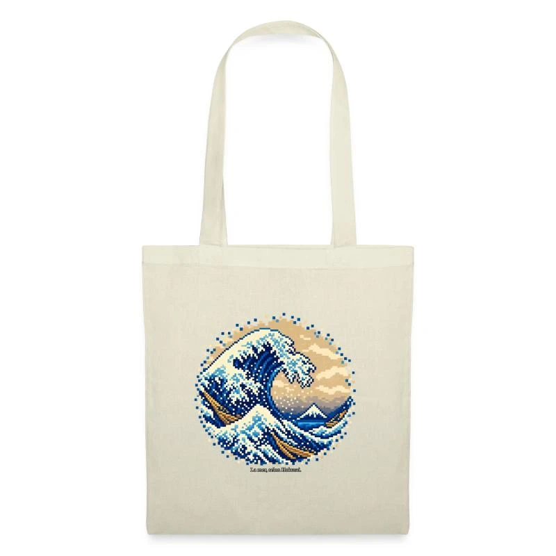 La Grande Vague en pixel art sur Sac en tissu · nature