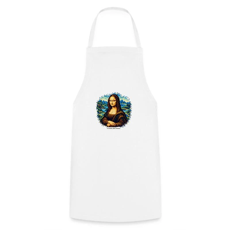 La Joconde en pixel art sur Tablier de cuisine · blanc