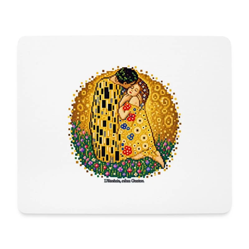 Le Baiser en pixel art - Gustav Klimt sur Tapis de souris (format paysage) · blanc