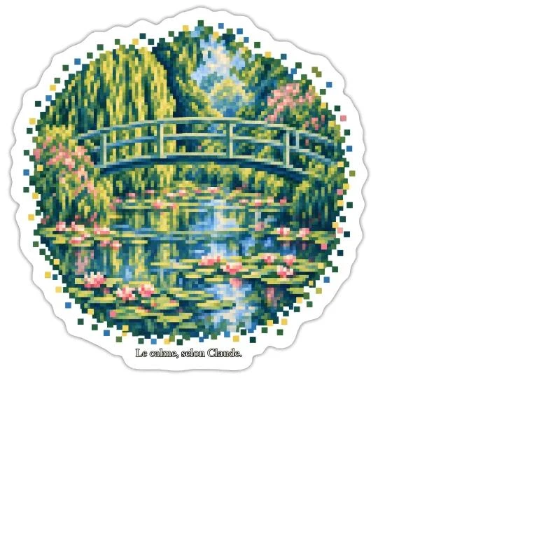 Le Bassin aux nymphéas en pixel art - Monet sur Sticker — taille M · blanc mat