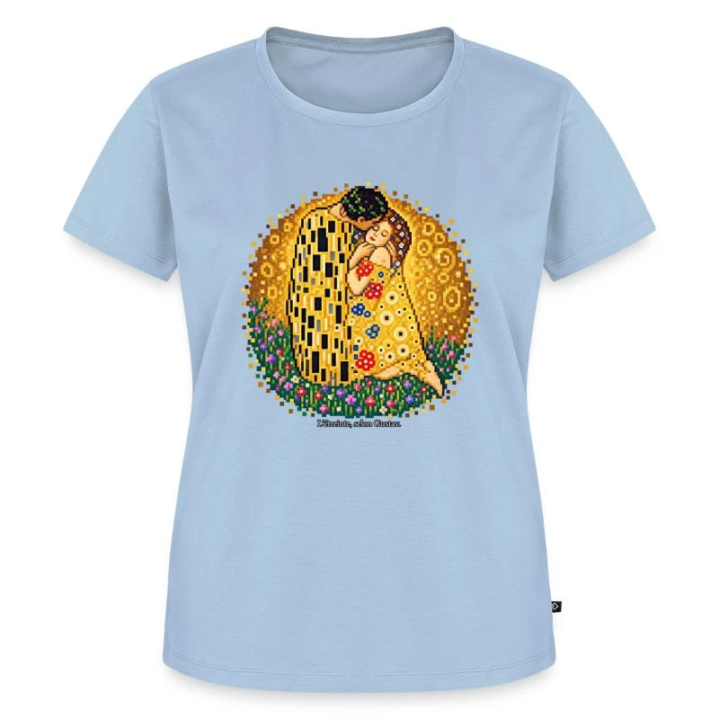 Le Baiser en pixel art - Gustav Klimt sur T-shirt Premium bio Femme · bleu clair