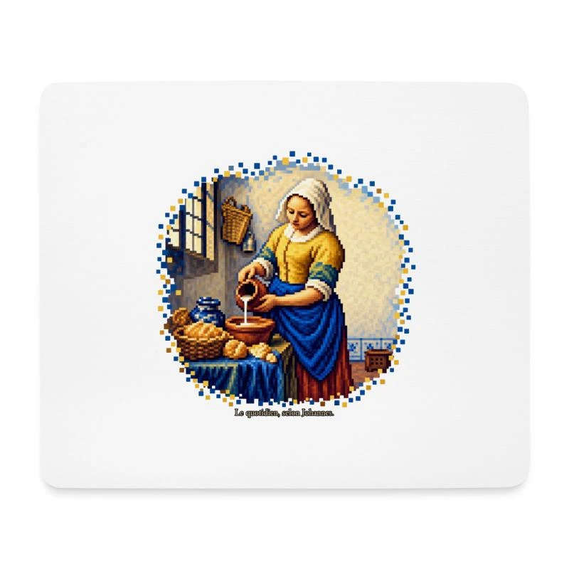 La Laitière en pixel art - Vermeer sur Tapis de souris (format paysage) · blanc