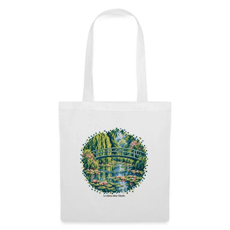 Le Bassin aux nymphéas en pixel art - Monet sur Sac en tissu · blanc