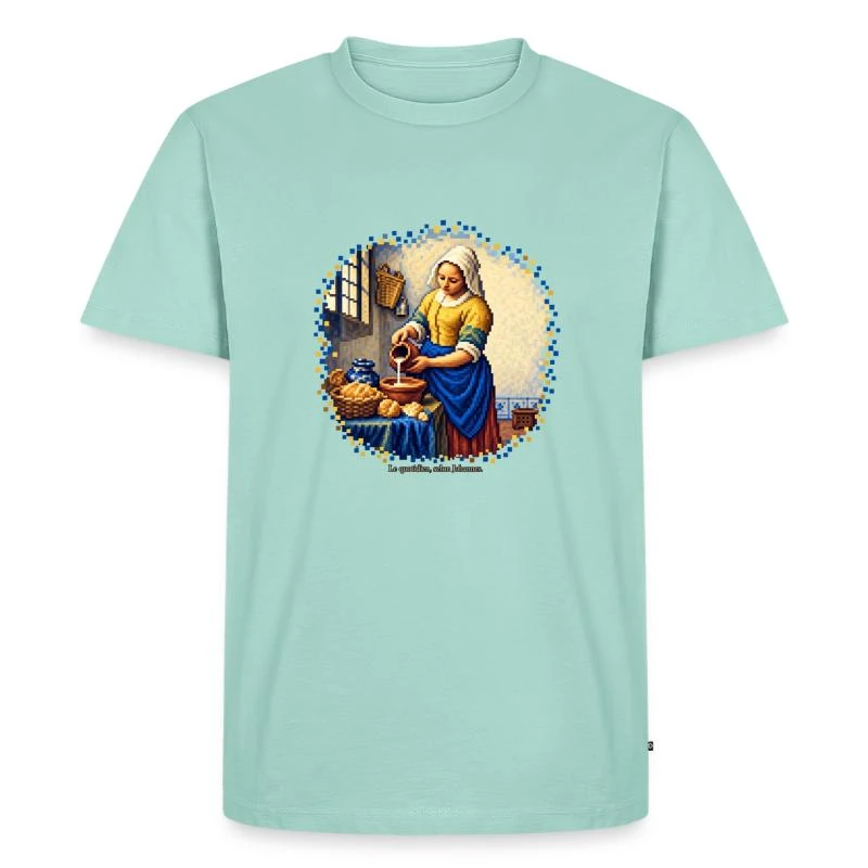 La Laitière en pixel art - Vermeer sur T-shirt Premium bio Homme · menthe