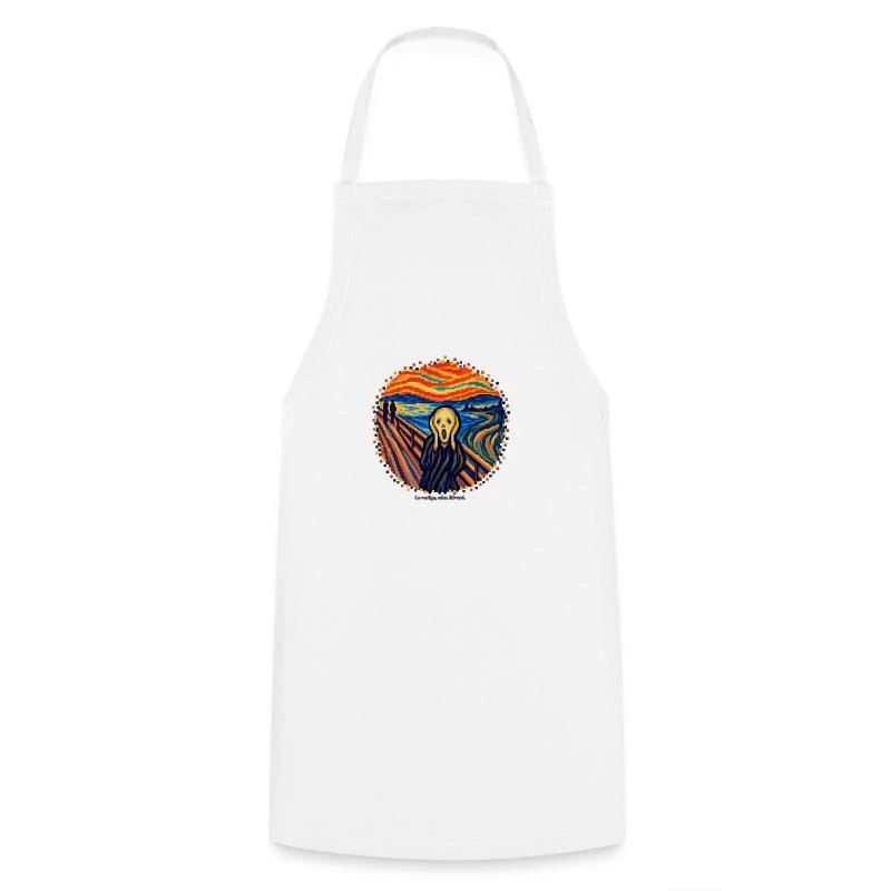 Le Cri en pixel art - Edvard Munch sur Tablier de cuisine · blanc