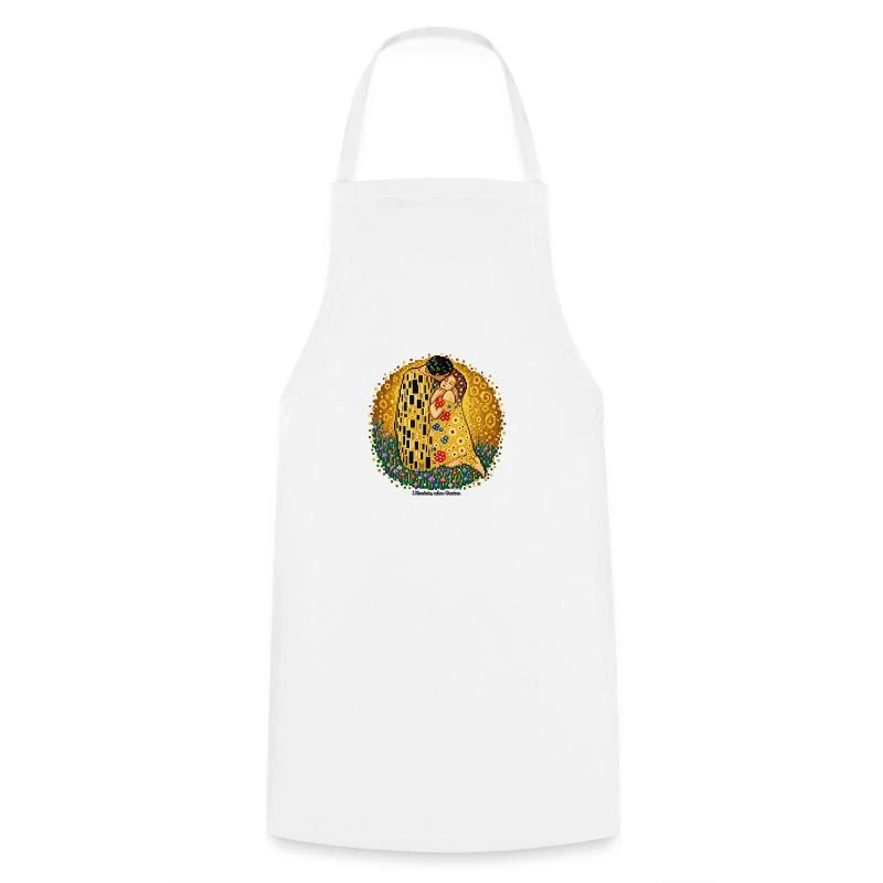 Le Baiser en pixel art - Gustav Klimt sur Tablier de cuisine · blanc