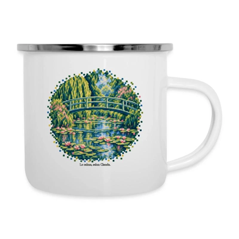 Le Bassin aux nymphéas en pixel art - Monet sur Tasse émaillée · blanc