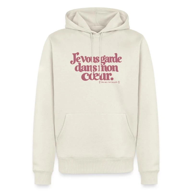 Je vous garde dans mon cœur. sur Sweat à capuche Premium bio Homme · blanc cassé