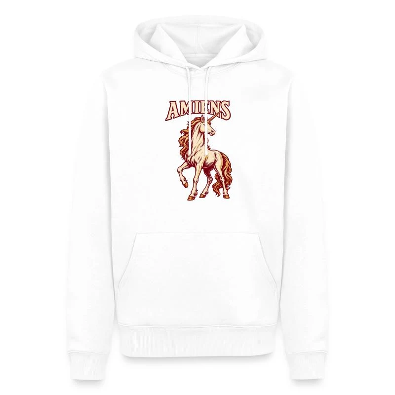 Amiens, licorne picarde — Sweat à capuche Premium bio Homme, blanc