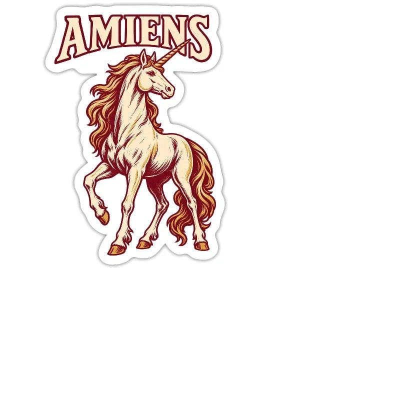Amiens, licorne picarde — Sticker taille M (15 x 15 cm), blanc mat