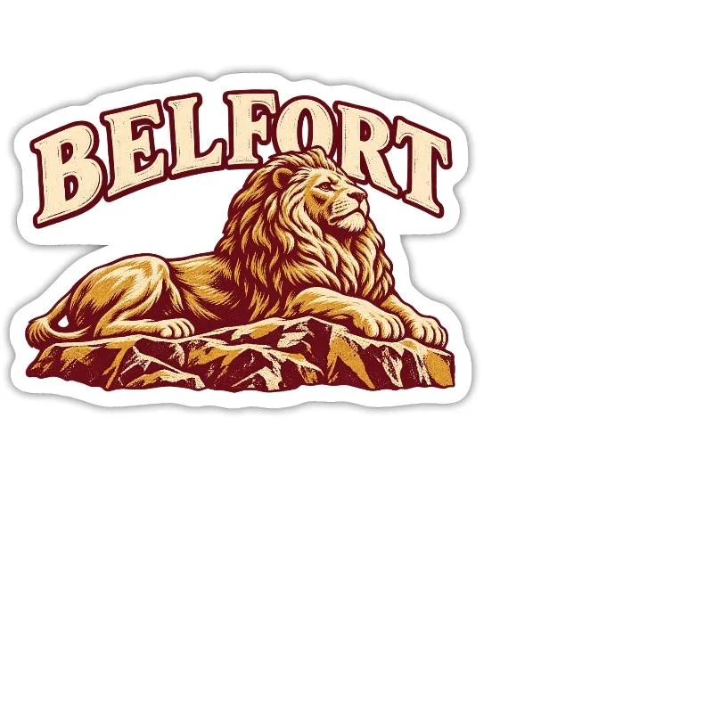Belfort, lion de caractère — Sticker taille M (15 x 15 cm), blanc mat