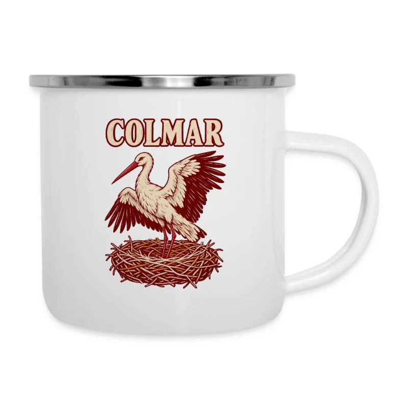Colmar, cigogne au nid — Tasse émaillée, blanc