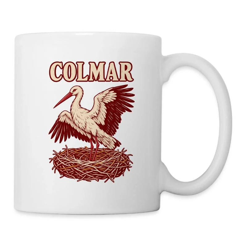 Colmar, cigogne au nid — Mug blanc, blanc
