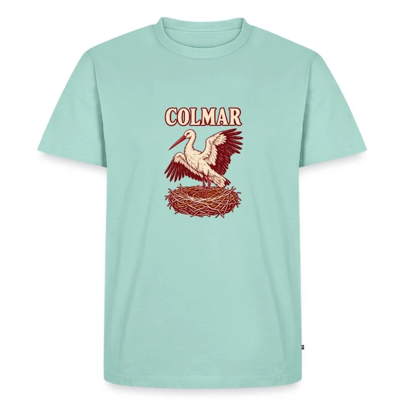 Colmar, cigogne au nid — T-shirt Premium bio Homme, menthe