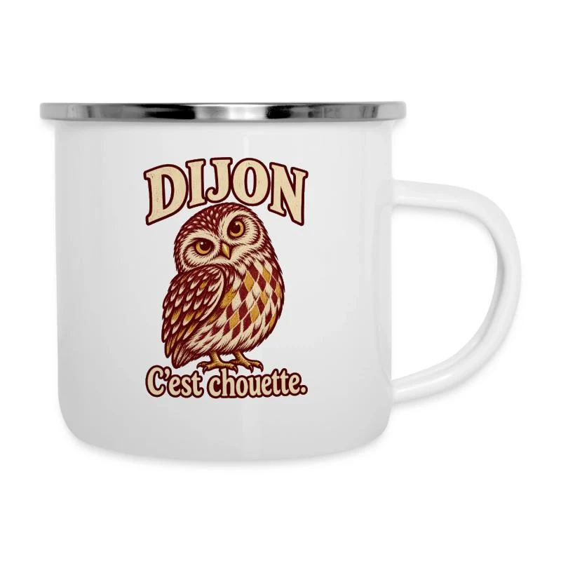 Dijon, chouette bourguignonne — Tasse émaillée, blanc