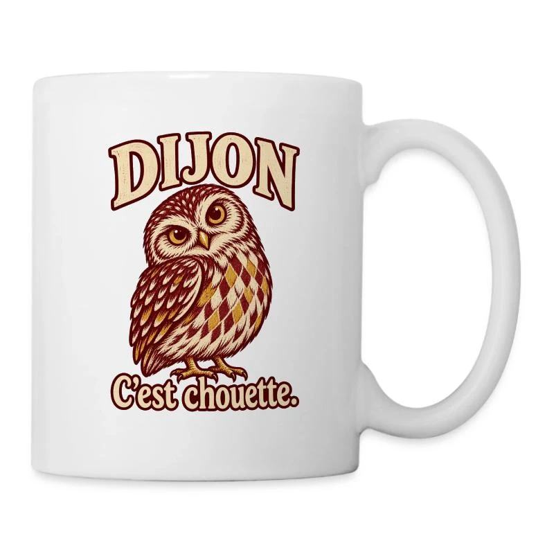 Dijon, chouette bourguignonne — Mug blanc, blanc