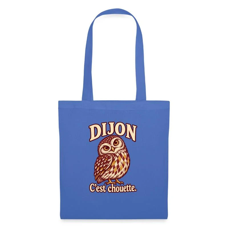 Dijon, chouette bourguignonne — Sac en tissu, bleu pâle
