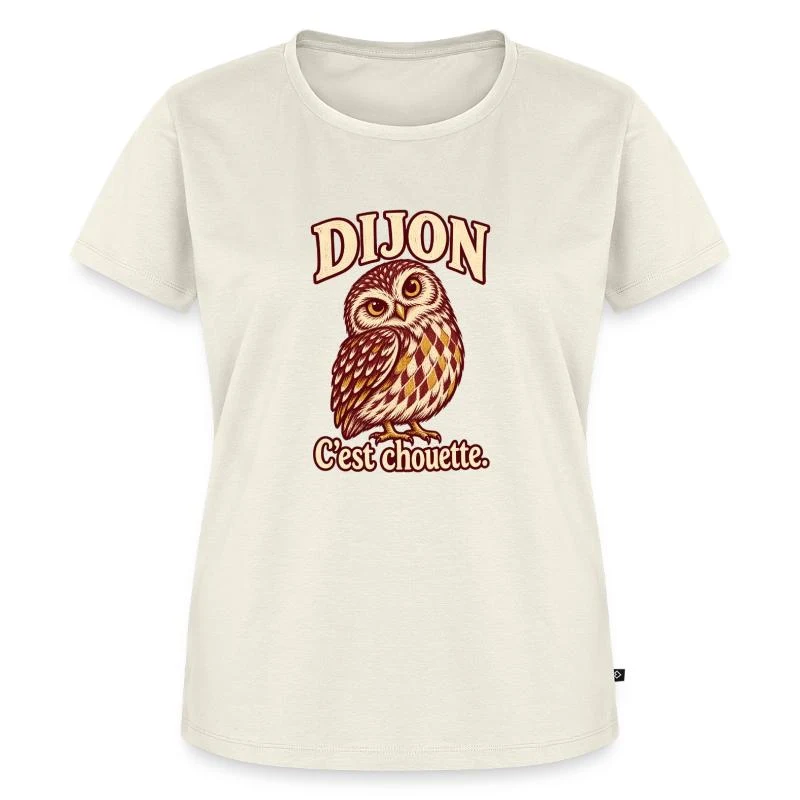 Dijon, chouette bourguignonne — T-shirt Premium bio Femme, blanc cassé