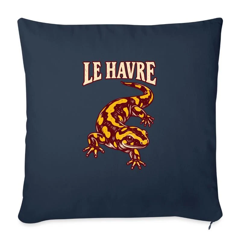 Le Havre, salamandre normande — Housse de coussin décorative 45 x 45 cm, bleu marine
