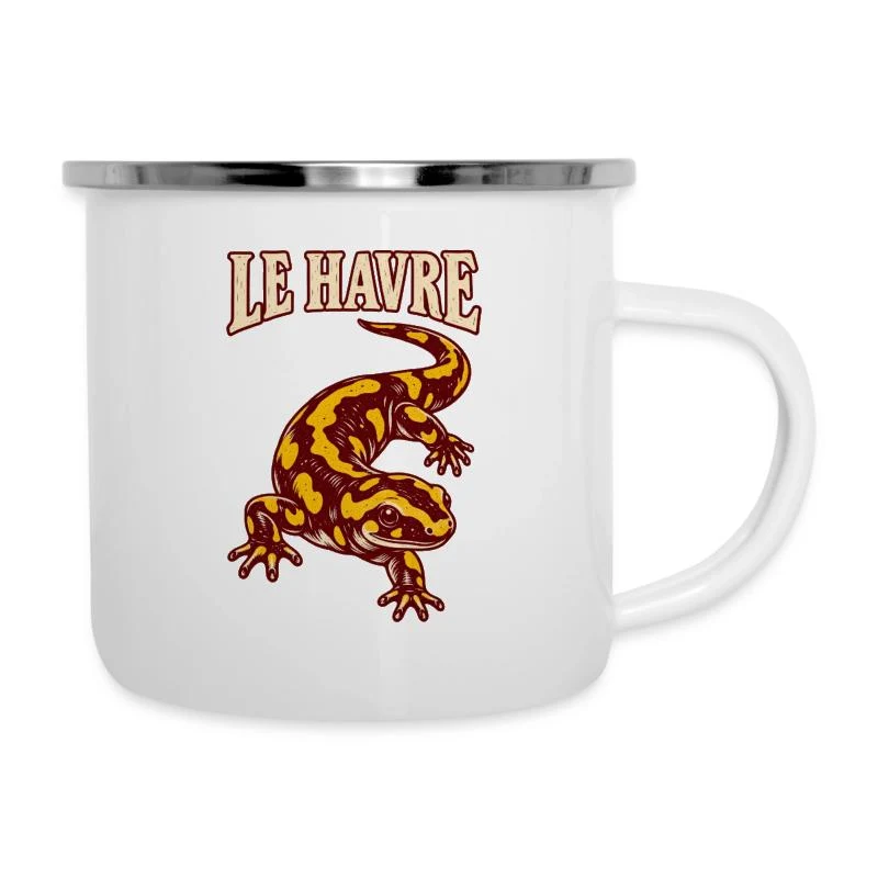 Le Havre, salamandre normande — Tasse émaillée, blanc