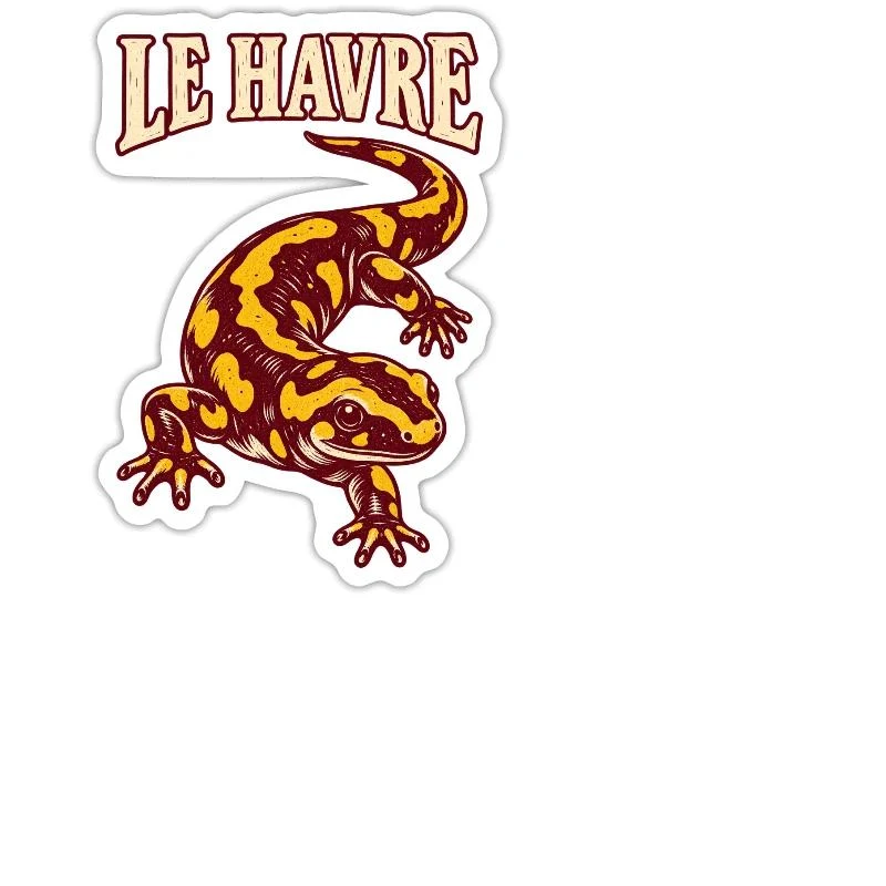 Le Havre, salamandre normande — Sticker taille M (15 x 15 cm), blanc mat
