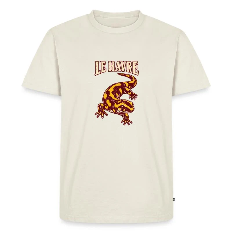 Le Havre, salamandre normande — T-shirt Premium bio Homme, blanc cassé