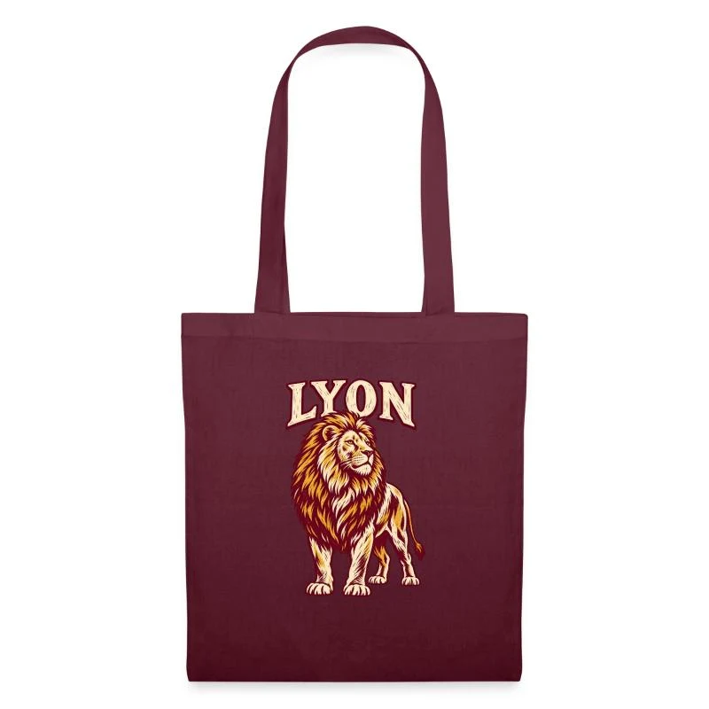 Lyon, lion au style gravure — Sac en tissu, bordeaux