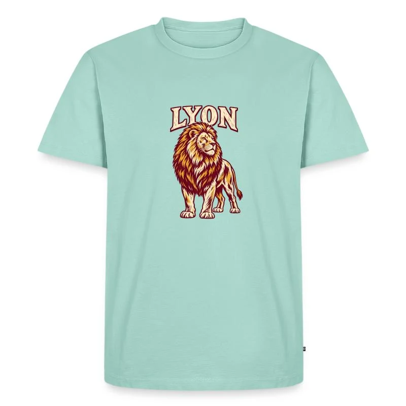 Lyon, lion au style gravure — T-shirt Premium bio Homme, menthe