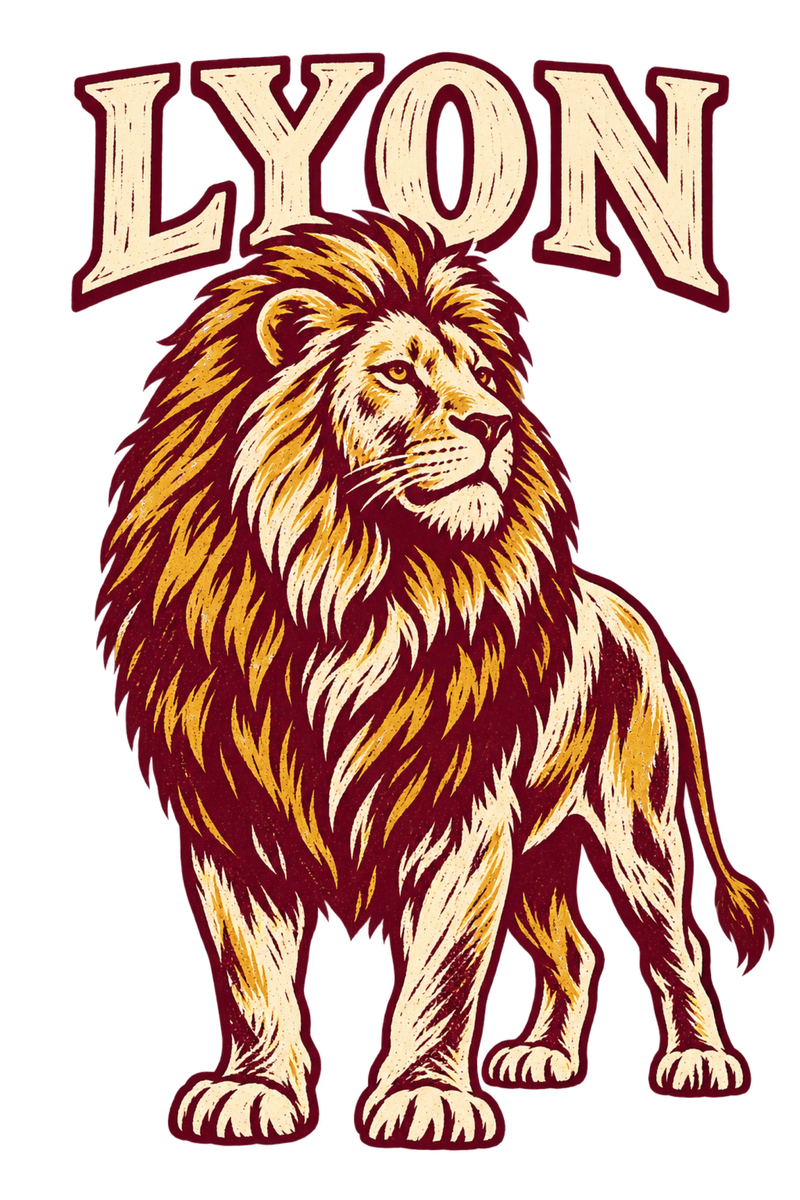Lyon, lion au style gravure