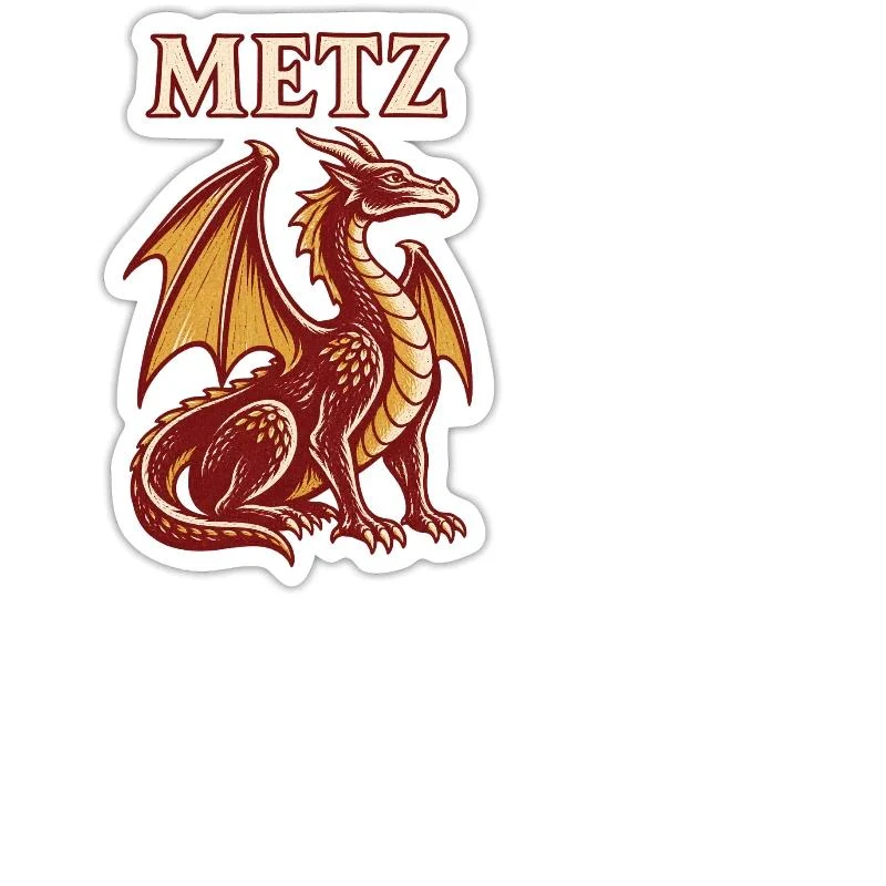 Metz, Graoully légendaire — Sticker taille M (15 x 15 cm), blanc mat