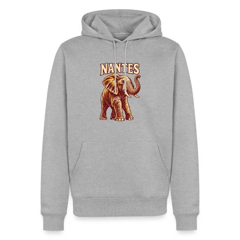 Nantes, éléphant nantais — Sweat à capuche Premium bio Homme, gris chiné