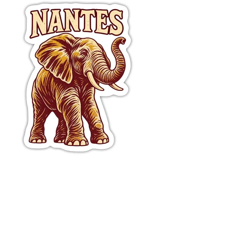 Nantes, éléphant nantais — Sticker taille M (15 x 15 cm), blanc mat