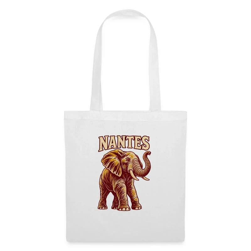 Nantes, éléphant nantais — Sac en tissu, blanc