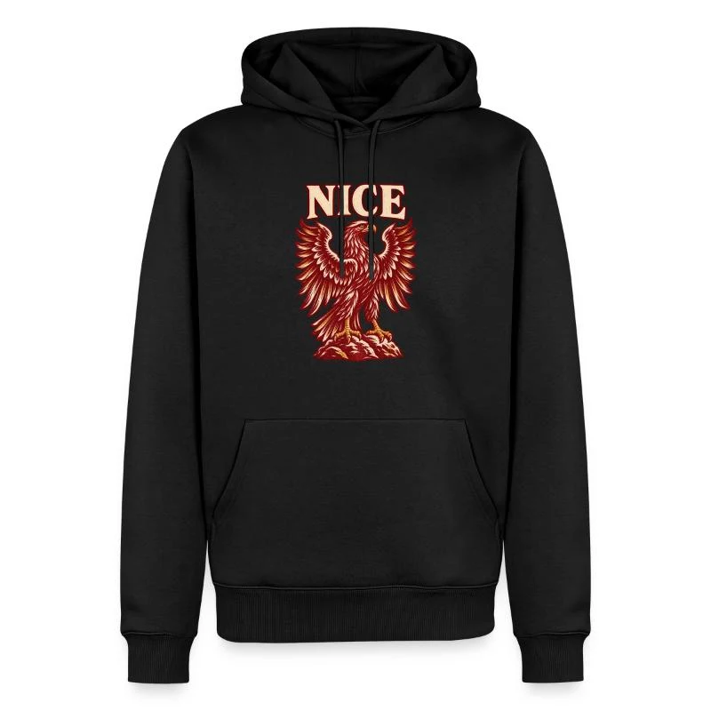 Nice, aigle rouge niçois — Sweat à capuche Premium bio Homme, noir