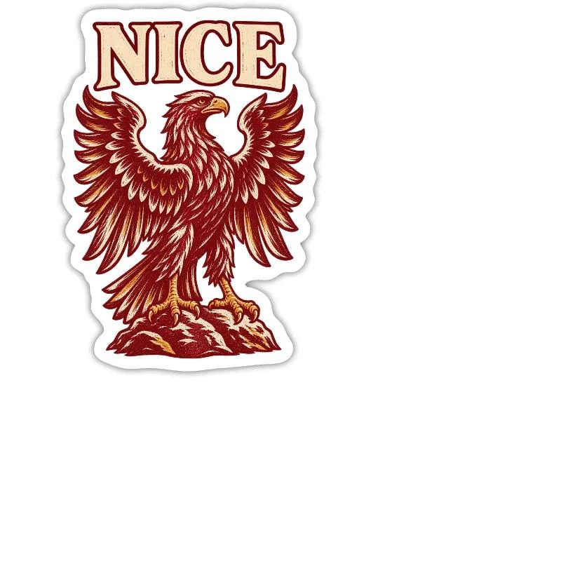 Nice, aigle rouge niçois — Sticker taille M (15 x 15 cm), blanc mat
