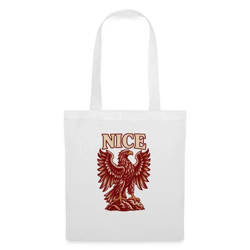 Nice, aigle rouge niçois — Sac en tissu, blanc