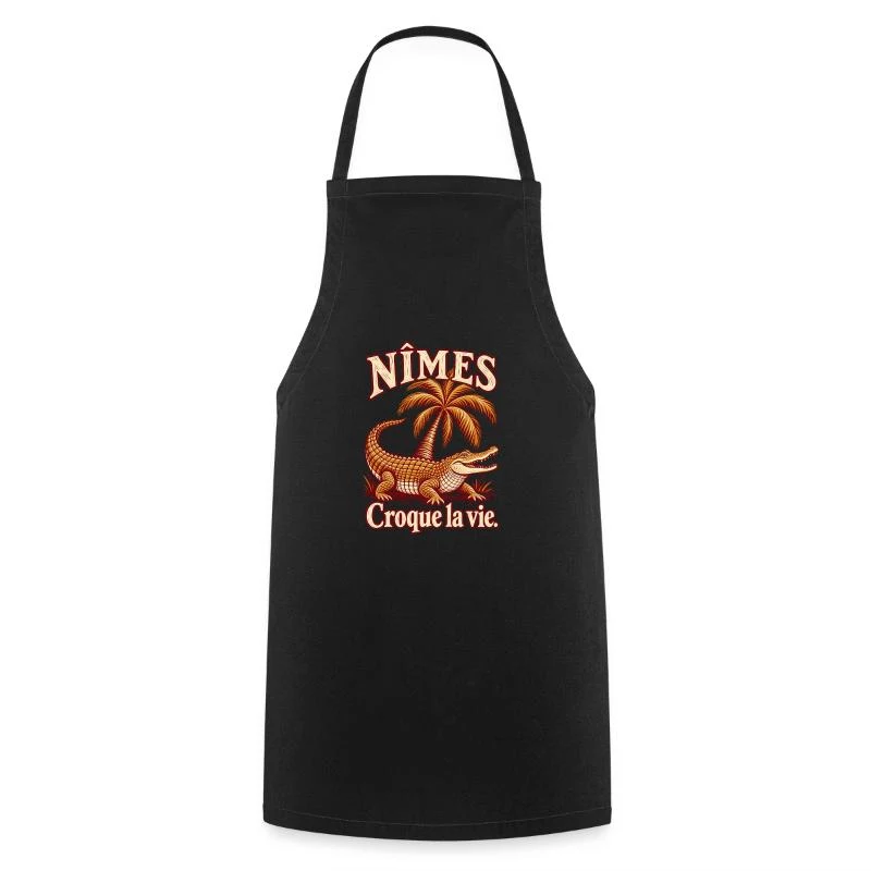 Nîmes, crocodile et palmier — Tablier de cuisine, noir