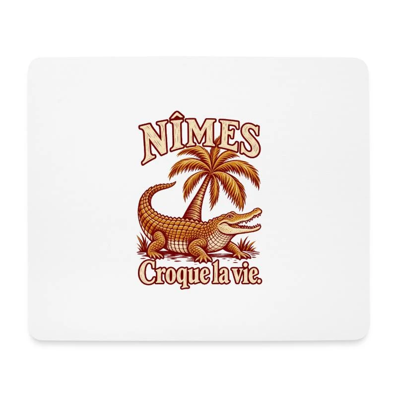 Nîmes, crocodile et palmier — Tapis de souris (format paysage), blanc