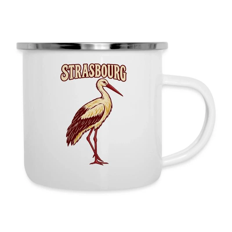 Strasbourg, cigogne alsacienne — Tasse émaillée, blanc