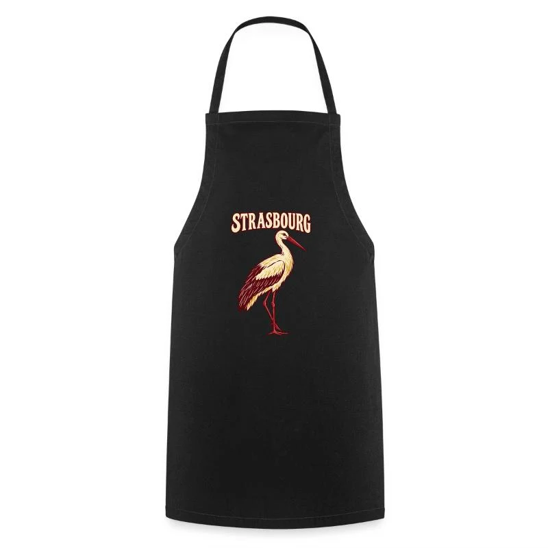 Strasbourg, cigogne alsacienne — Tablier de cuisine, noir