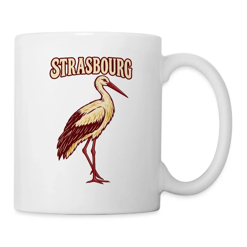 Strasbourg, cigogne alsacienne — Mug blanc, blanc