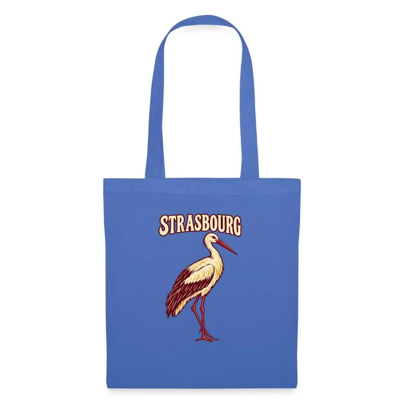 Strasbourg, cigogne alsacienne — Sac en tissu, bleu pâle