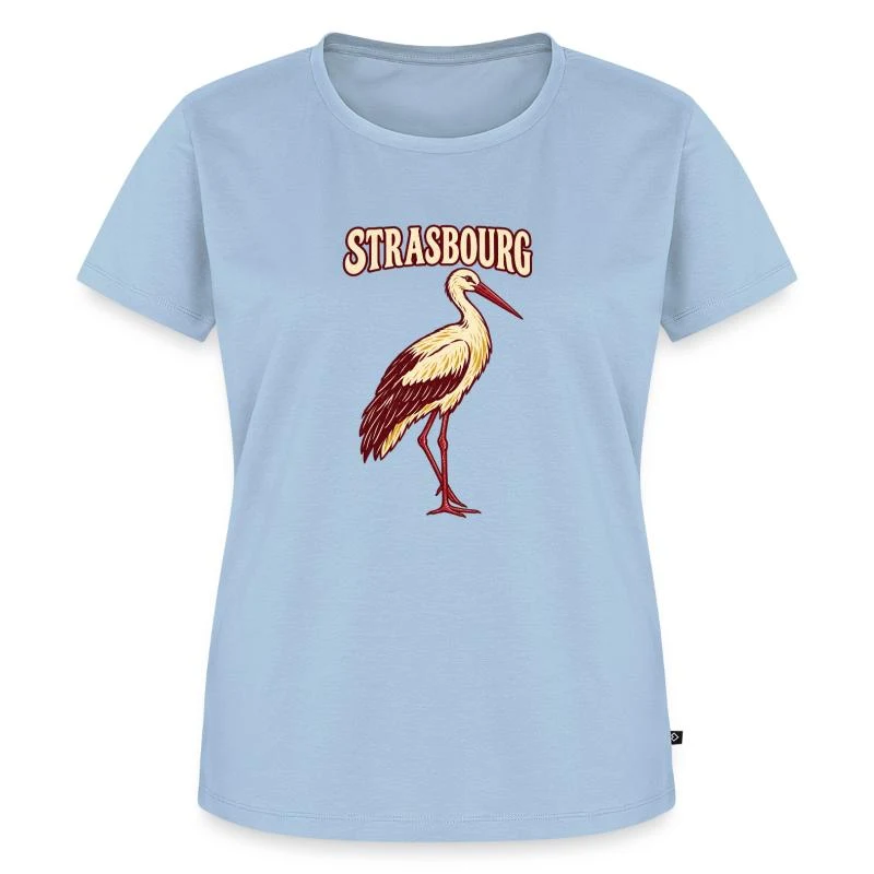 Strasbourg, cigogne alsacienne — T-shirt Premium bio Femme, bleu clair